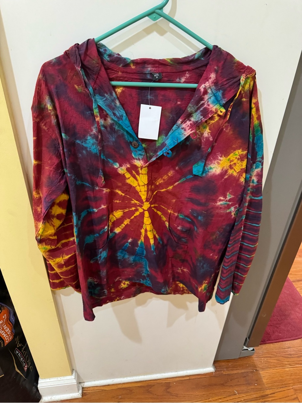 Tie-Dye Hooded Long-Sleeve Top - Multicolor